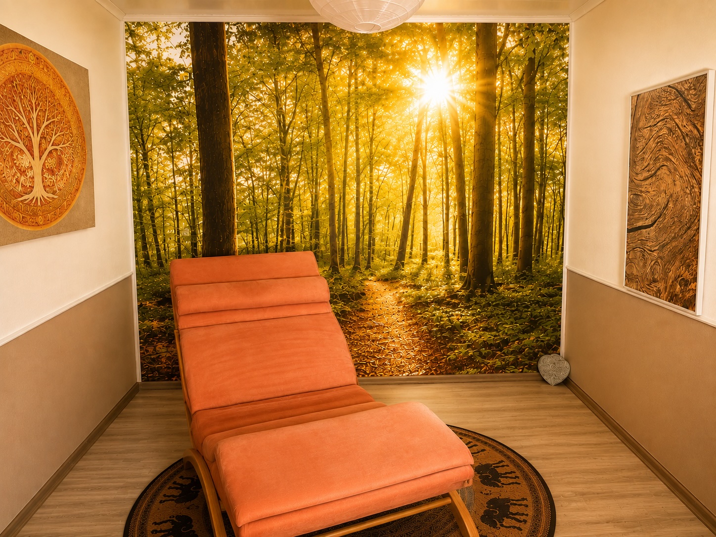 Hypnoseraum im Hypnosezentrum Cuxhaven mit Therapieliege und ruhiger Atmosphäre für ursachenorientierte Hypnosetherapie.